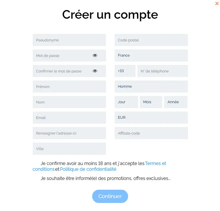 Processus d'inscription ILE DE CASINO
